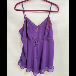 Mix It purple top with sequins boho sz 1x plus size EC